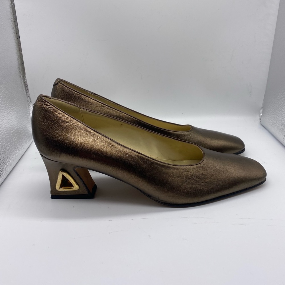 Paul Melian Metallic Bronze Block Heels Size 8.5 AA